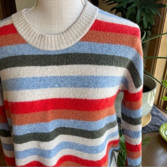 Madewell Balloon Sleeve Striped Crew Neck Sweater Coziest Yarn Payton Pullover - Picture 12 of 12
